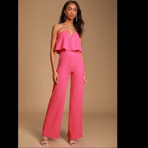 Pink strapless jumpsuit